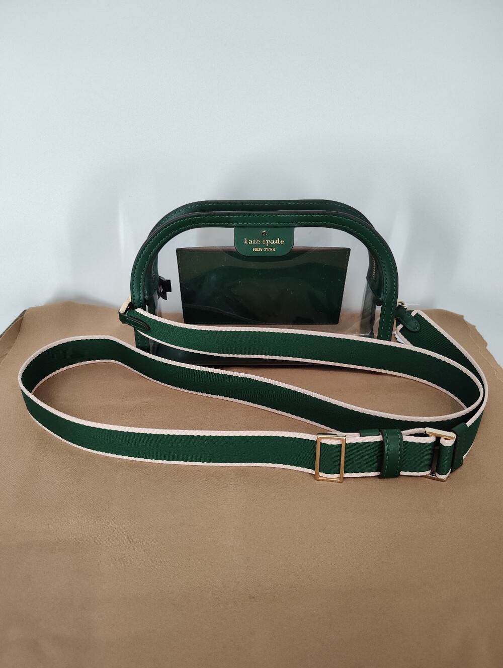 kate spade Clare Clear Crossbody Bag with Dark Green Trim